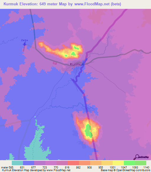 Kurmuk,Ethiopia Elevation Map