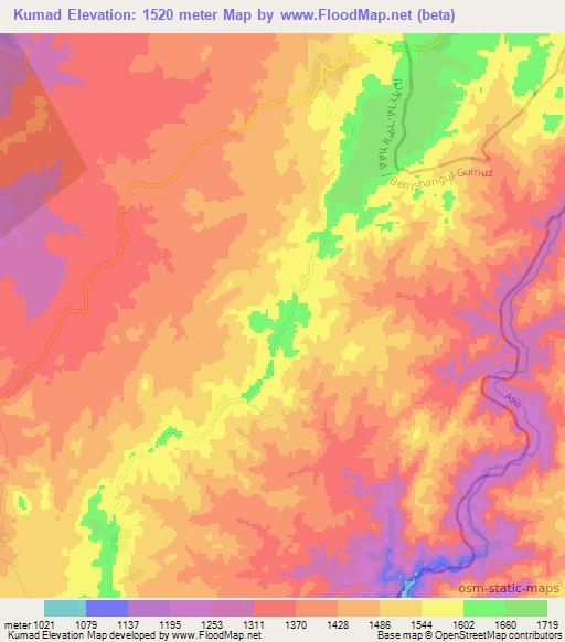 Kumad,Ethiopia Elevation Map