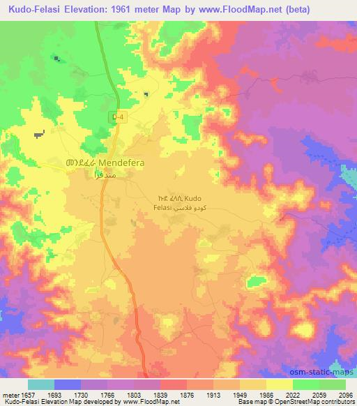Kudo-Felasi,Eritrea Elevation Map