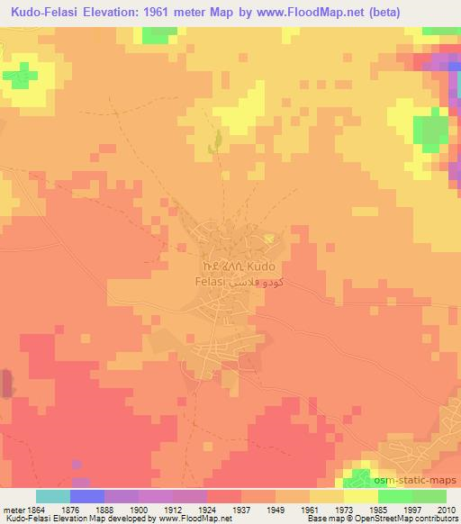 Kudo-Felasi,Eritrea Elevation Map
