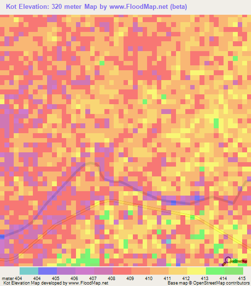 Kot,Ethiopia Elevation Map