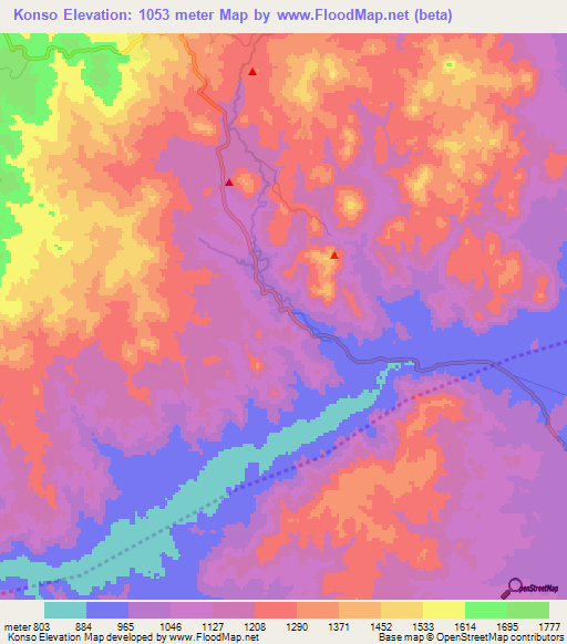 Konso,Ethiopia Elevation Map