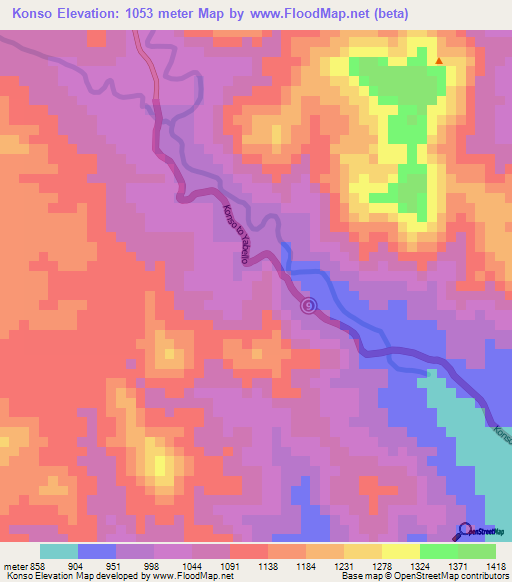 Konso,Ethiopia Elevation Map