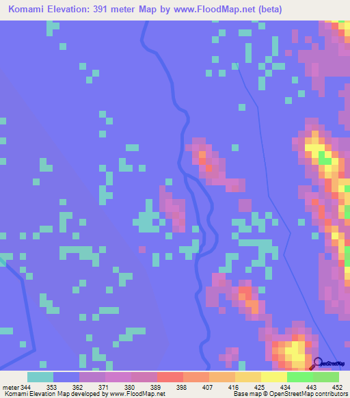 Komami,Ethiopia Elevation Map