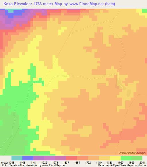 Koko,Ethiopia Elevation Map