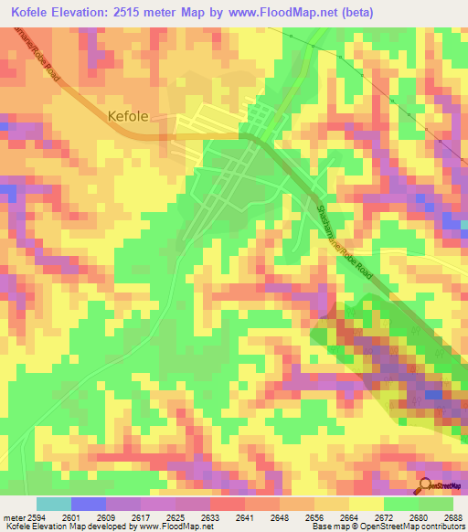 Kofele,Ethiopia Elevation Map