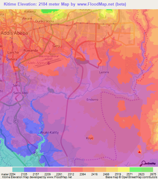 Kitime,Ethiopia Elevation Map