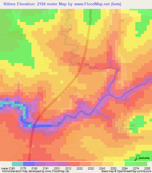 Kitime,Ethiopia Elevation Map