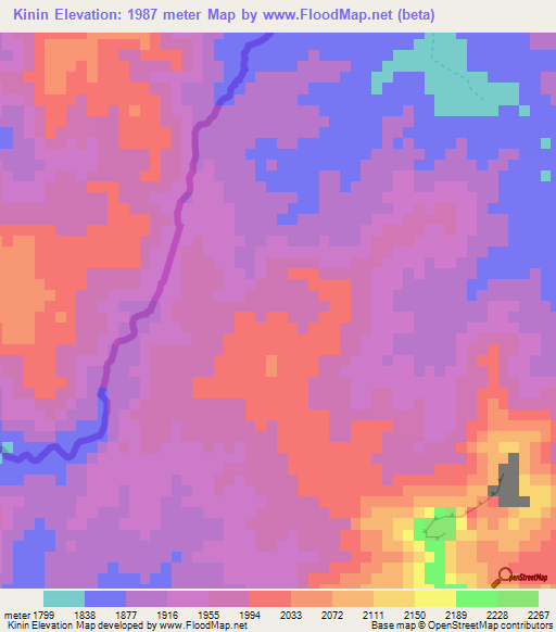 Kinin,Eritrea Elevation Map