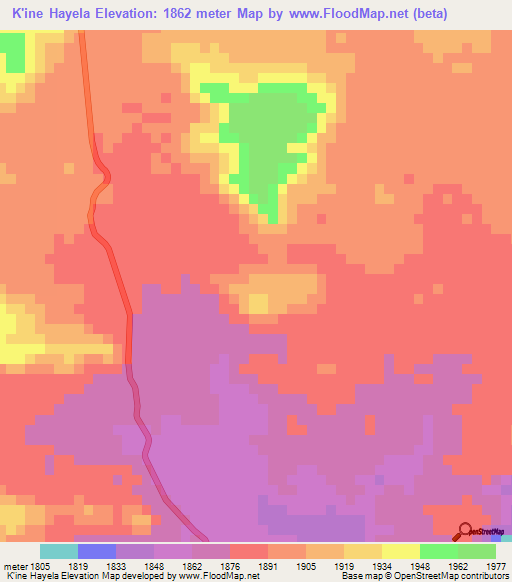 K'ine Hayela,Eritrea Elevation Map