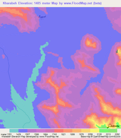 Kharabeh,Iran Elevation Map