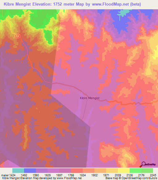 Kibre Mengist,Ethiopia Elevation Map