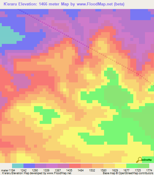 K'eraru,Ethiopia Elevation Map