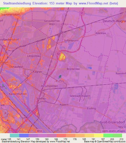 Stadtrandsiedlung,Austria Elevation Map
