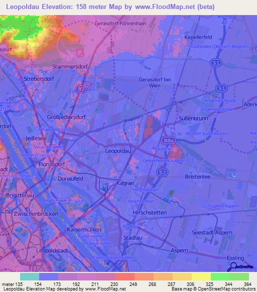 Leopoldau,Austria Elevation Map