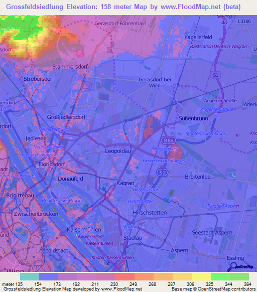 Grossfeldsiedlung,Austria Elevation Map
