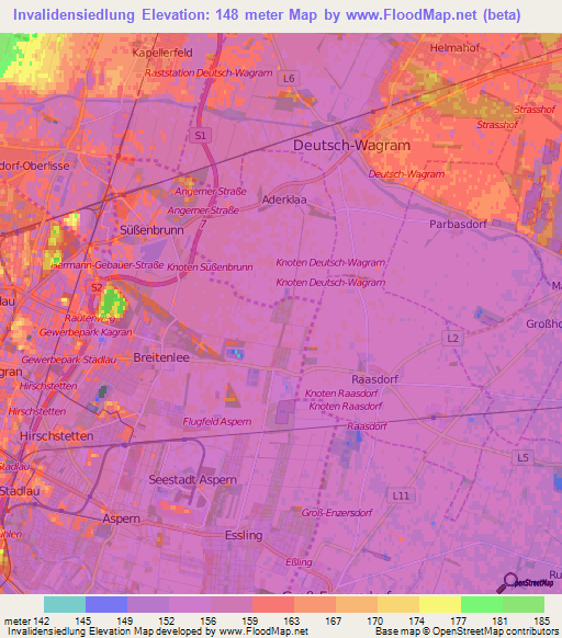 Invalidensiedlung,Austria Elevation Map