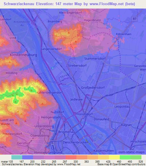 Schwarzlackenau,Austria Elevation Map