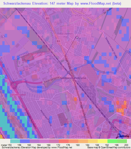Schwarzlackenau,Austria Elevation Map
