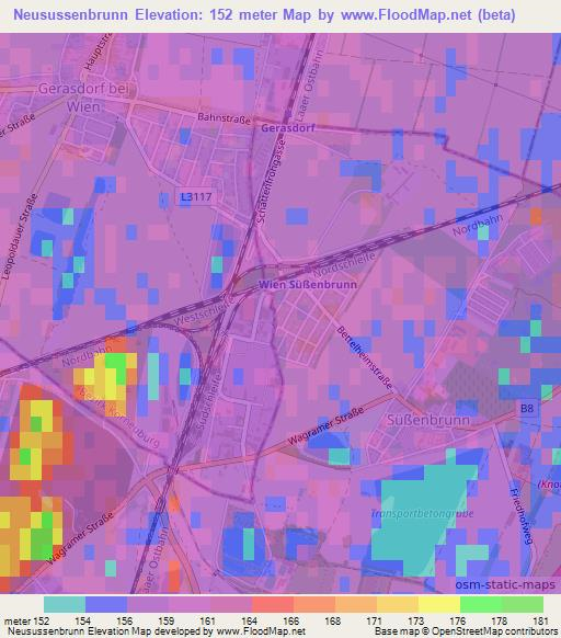 Neusussenbrunn,Austria Elevation Map