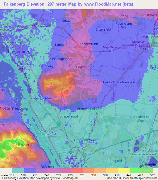 Falkenberg,Austria Elevation Map