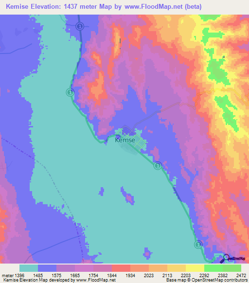 Kemise,Ethiopia Elevation Map