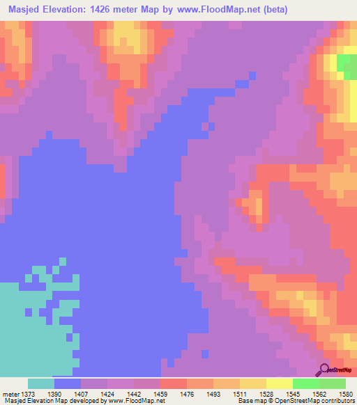 Masjed,Iran Elevation Map