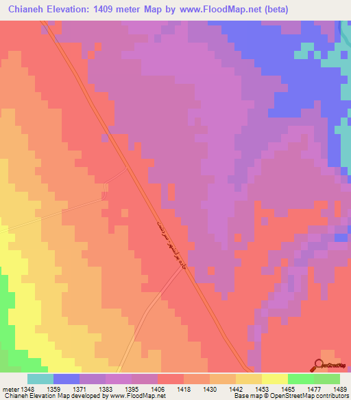 Chianeh,Iran Elevation Map