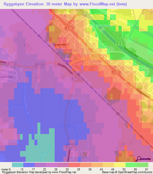 Ryggebyen,Norway Elevation Map