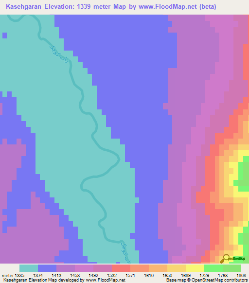 Kasehgaran,Iran Elevation Map