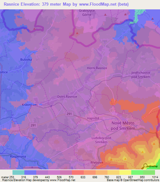 Rasnice,Czech Republic Elevation Map