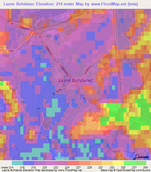 Lazne Bohdanec,Czech Republic Elevation Map