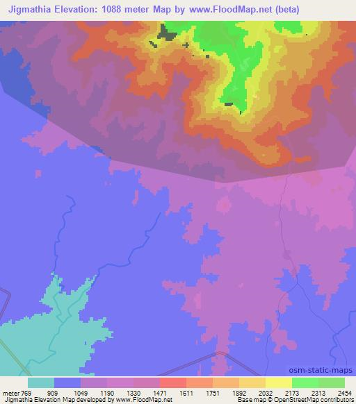 Jigmathia,Ethiopia Elevation Map
