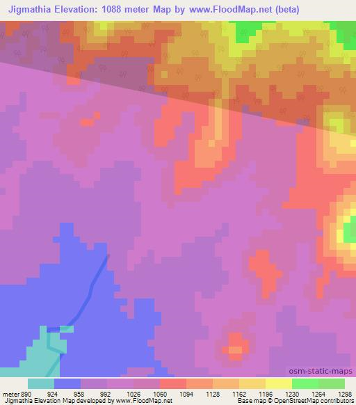 Jigmathia,Ethiopia Elevation Map