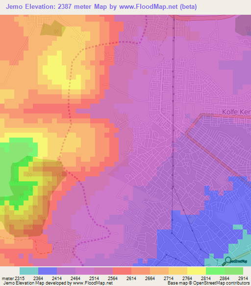 Jemo,Ethiopia Elevation Map