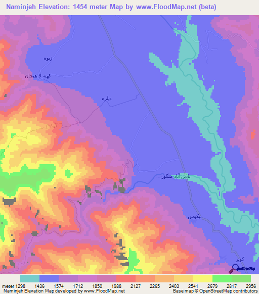 Naminjeh,Iran Elevation Map