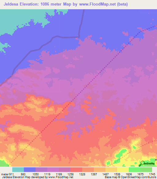Jeldesa,Ethiopia Elevation Map