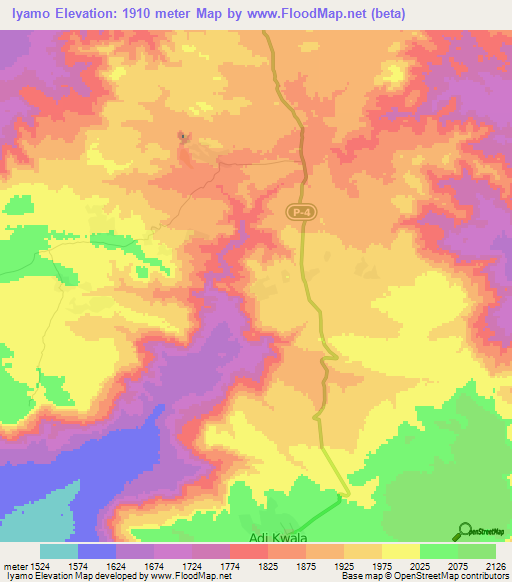 Iyamo,Eritrea Elevation Map