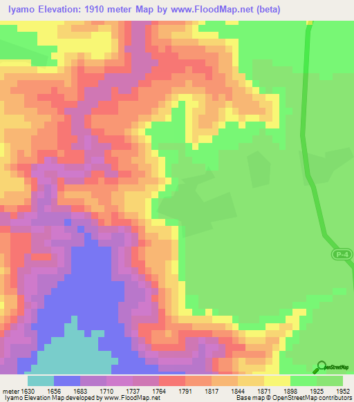 Iyamo,Eritrea Elevation Map