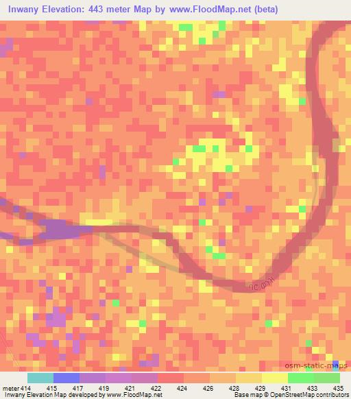 Inwany,Ethiopia Elevation Map