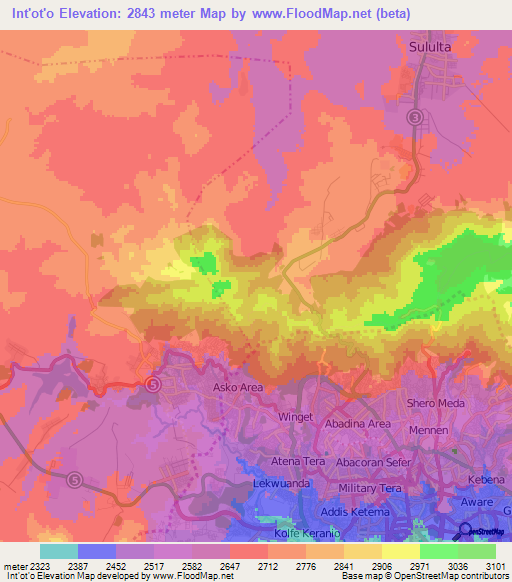 Int'ot'o,Ethiopia Elevation Map