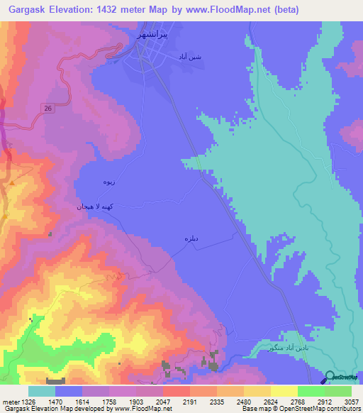 Gargask,Iran Elevation Map