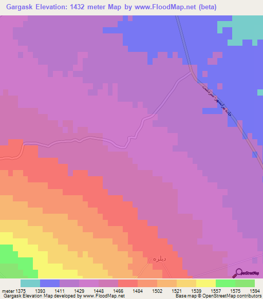Gargask,Iran Elevation Map
