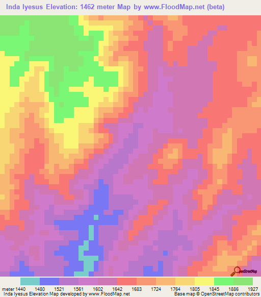 Inda Iyesus,Eritrea Elevation Map