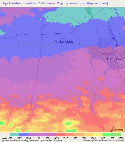 Igo Hambro,Ethiopia Elevation Map