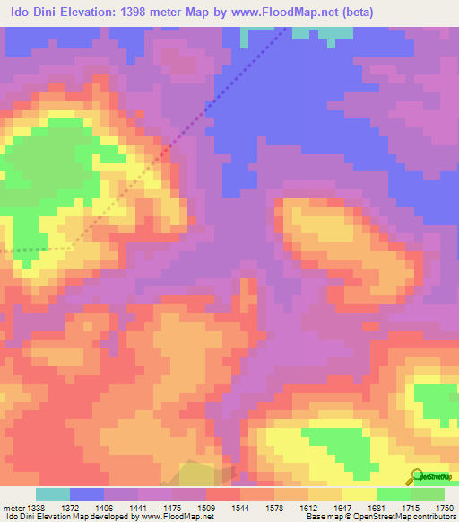 Ido Dini,Ethiopia Elevation Map