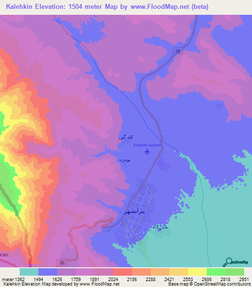 Kalehkin,Iran Elevation Map