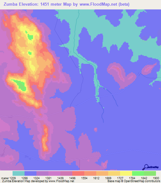 Zumba,Angola Elevation Map