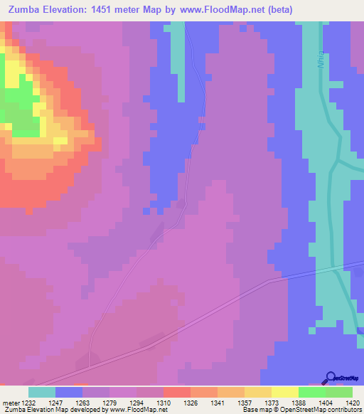 Zumba,Angola Elevation Map