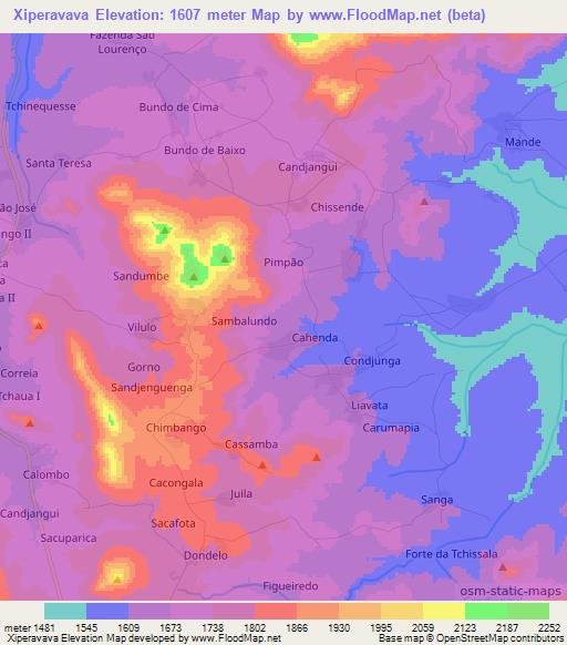 Xiperavava,Angola Elevation Map